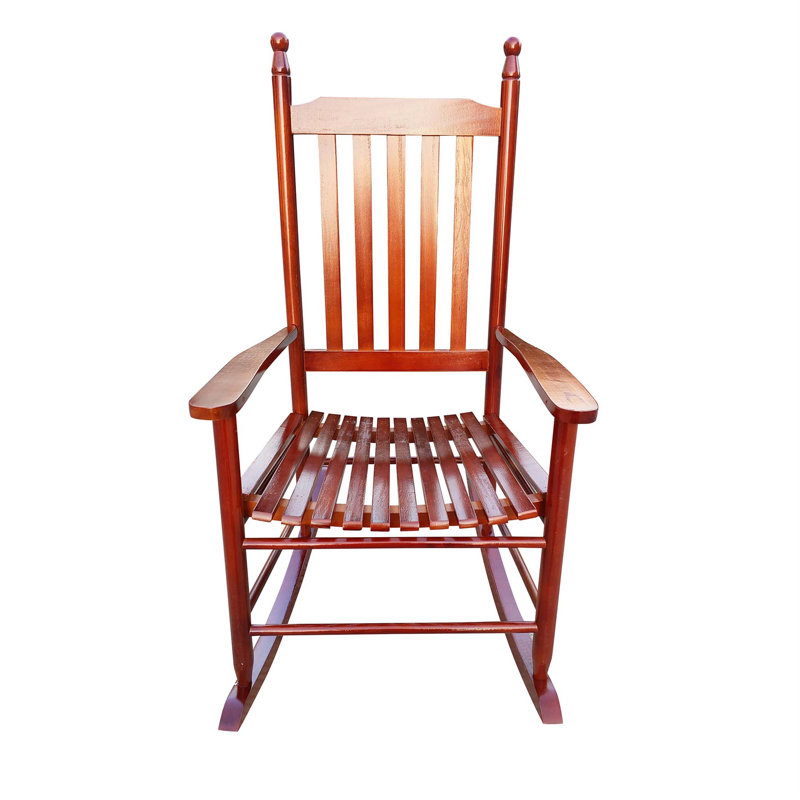 Chaise berçante en bois, sans tapis, Brun