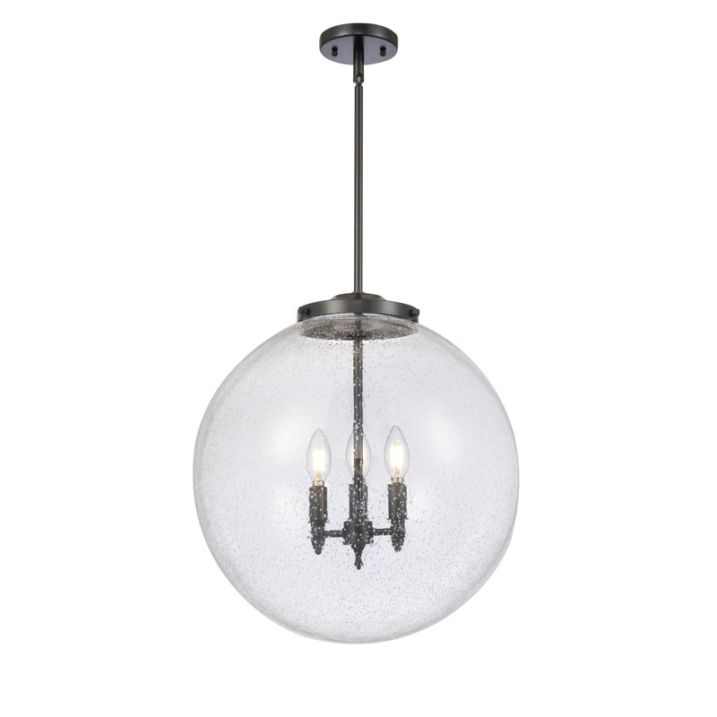 Luminaire suspendu simple à 3 lumières Frederick, H 19 po x l 18 po x P 18 po, Noir mat