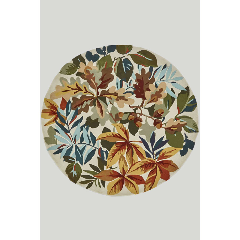 Cotton Floral Round Area Rug - Non-Slip Underside, Round 2'8"