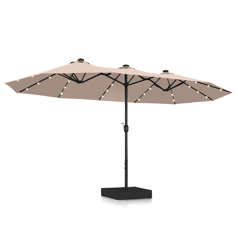 7x9 patio umbrella AreShark 9 FT for Outdoor, Outdoor Table Umbrella with Push Button Tilt and Crank, Outdoor Patio Umbrellas with 8 Sturdy Ribs for Market, Garden, Pool (Beige) : Patio efficient solar panels charge in the daily sun to power integrated LED lights in each rib Sunjoy 7 ft. x 9