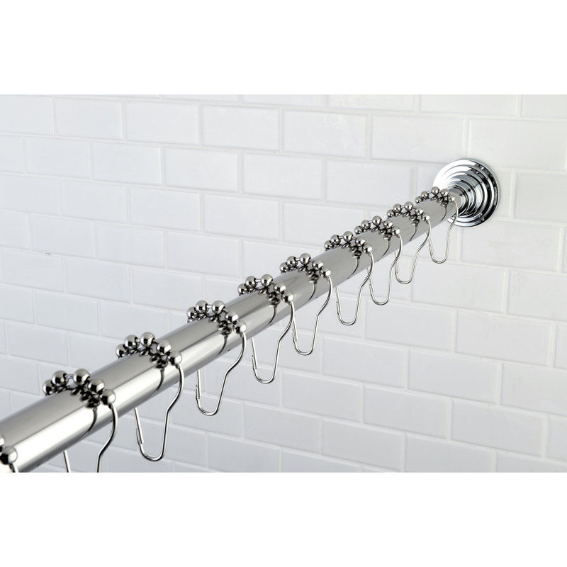 Kingston Brass Edenscape 60-Inch to 72-Inch Adjustable Shower Curtain Rod with Rings Combo, Polished Chrome