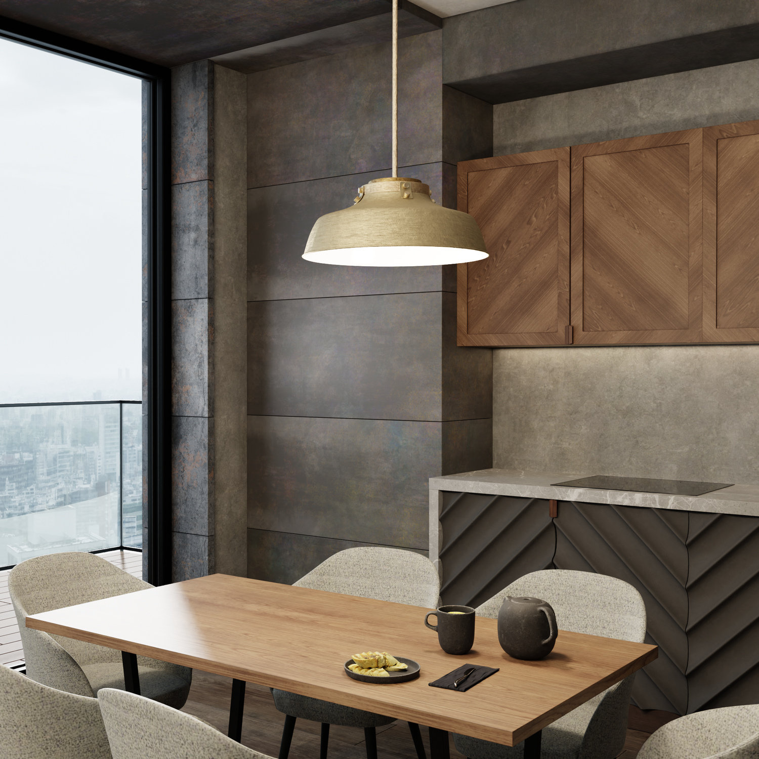 Luzon Single Light Metal Dimmable Pendant, Aged Brass