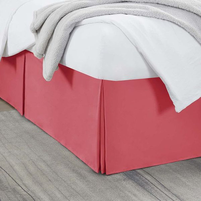 Luxury Pleated 14" Bed Skirt, Coral Pink, Twin