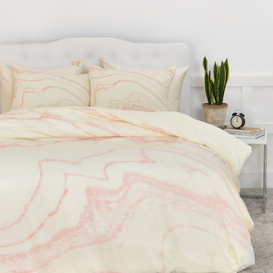 Rebecca Allen Blush Marble Duvet Cover Set Deny Designs 