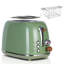 Retro toaster 2 slices, 6 adjustable browning levels, stainless steel with high-quality bread roll attachment, warm-up, defrost and cancel function, countdown display, quick toast technology