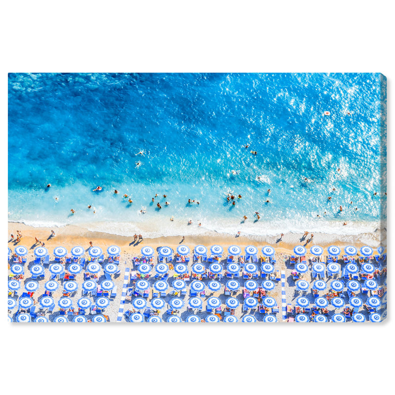 Parapluies de plage, paradis nautique et côtier - bleu - impression, H 30 po x l 45 po, Toile tendue, Pas de tapis