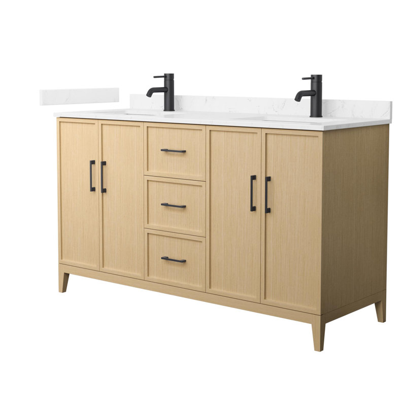 Elan 60'' W Vanity, Tan, Matte Black, Carrara Cultured Marble