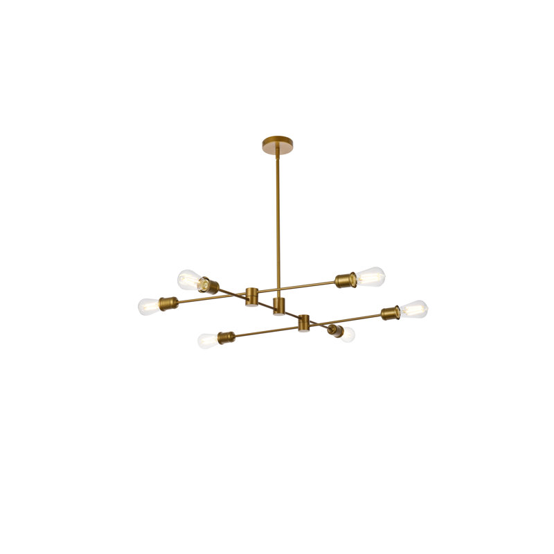 Luminaire suspendu géométrique à 6 lumières Cecelia, Laiton, H 4,4 po x l 23 po x P 23 po
