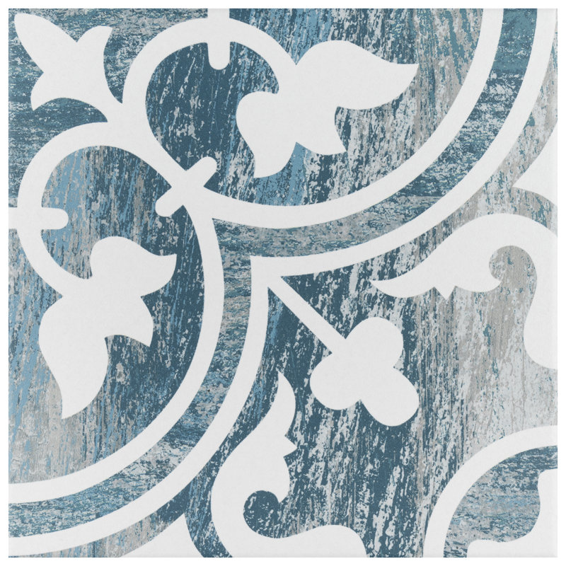 Cassis Arte 10" x 10" Porcelain Patterned Wall & Floor Tile, Blue Day
