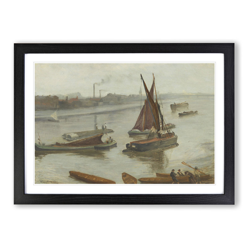 Old Battersea Reach by James Mcneill Whistler - Framed Print, 27cm H x 36cm W x 2cm D, Black Framed