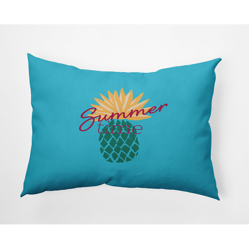  Polyester Lumbar Rectangular Indoor/Outdoor Pillow Cover & Insert, Turquoise