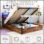 Lit rustique brun avec rangement intelligent et éclairage à DEL personnalisable, parfait pour les chambres modernes-1383521541