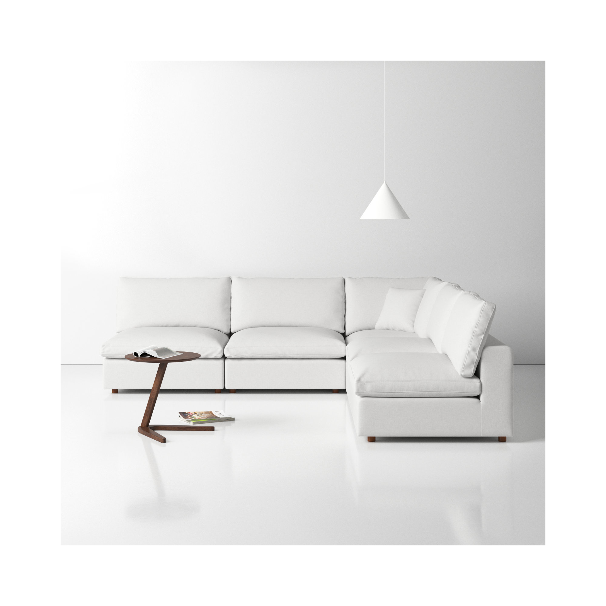 Jossa Upholstered L-Sectional, White Linen Blend