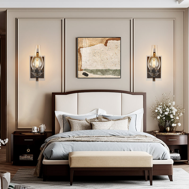 Rustic Farmhouse Wall Sconces Set of 2 Plug-in Wall Lights (No Bulbs)