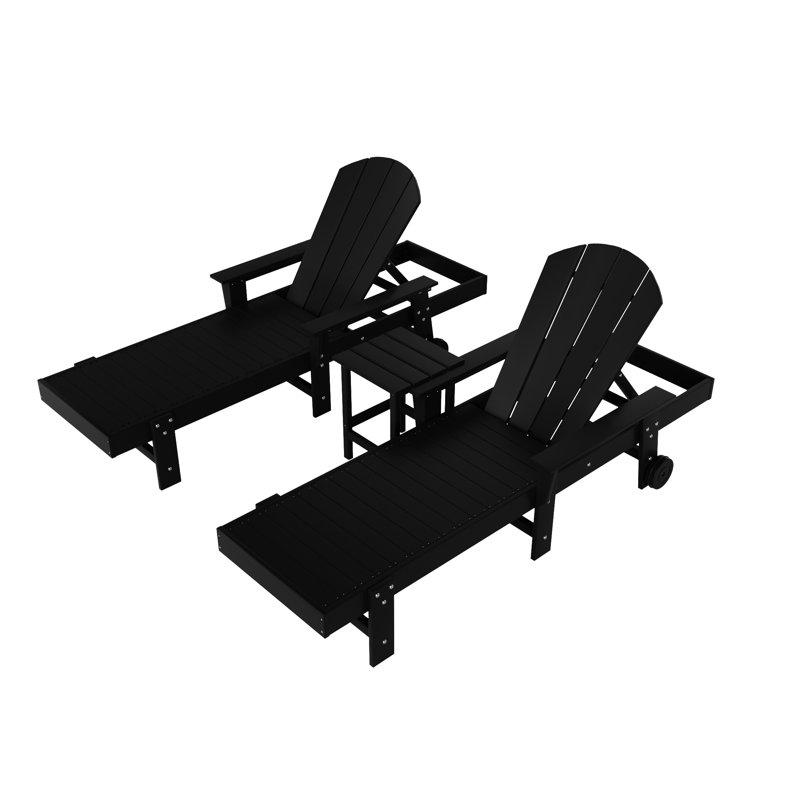 Laguna Outdoor Chaise Lounge Set with Table, Black