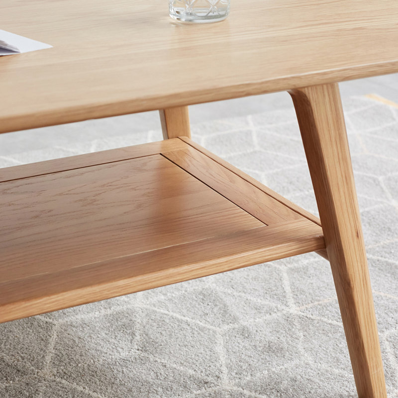 100% Solid wood Top Coffee Table, 17.32" H x 47.25" L x 22.05" W, Oak