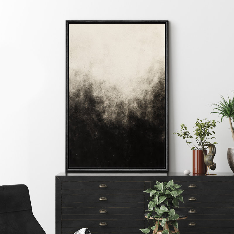 «Misty Landscape Art», impression sur toile encadrée en noir et blanc, H 24 po x l 16 po x P 1,5 po, Cadre flottant noir
