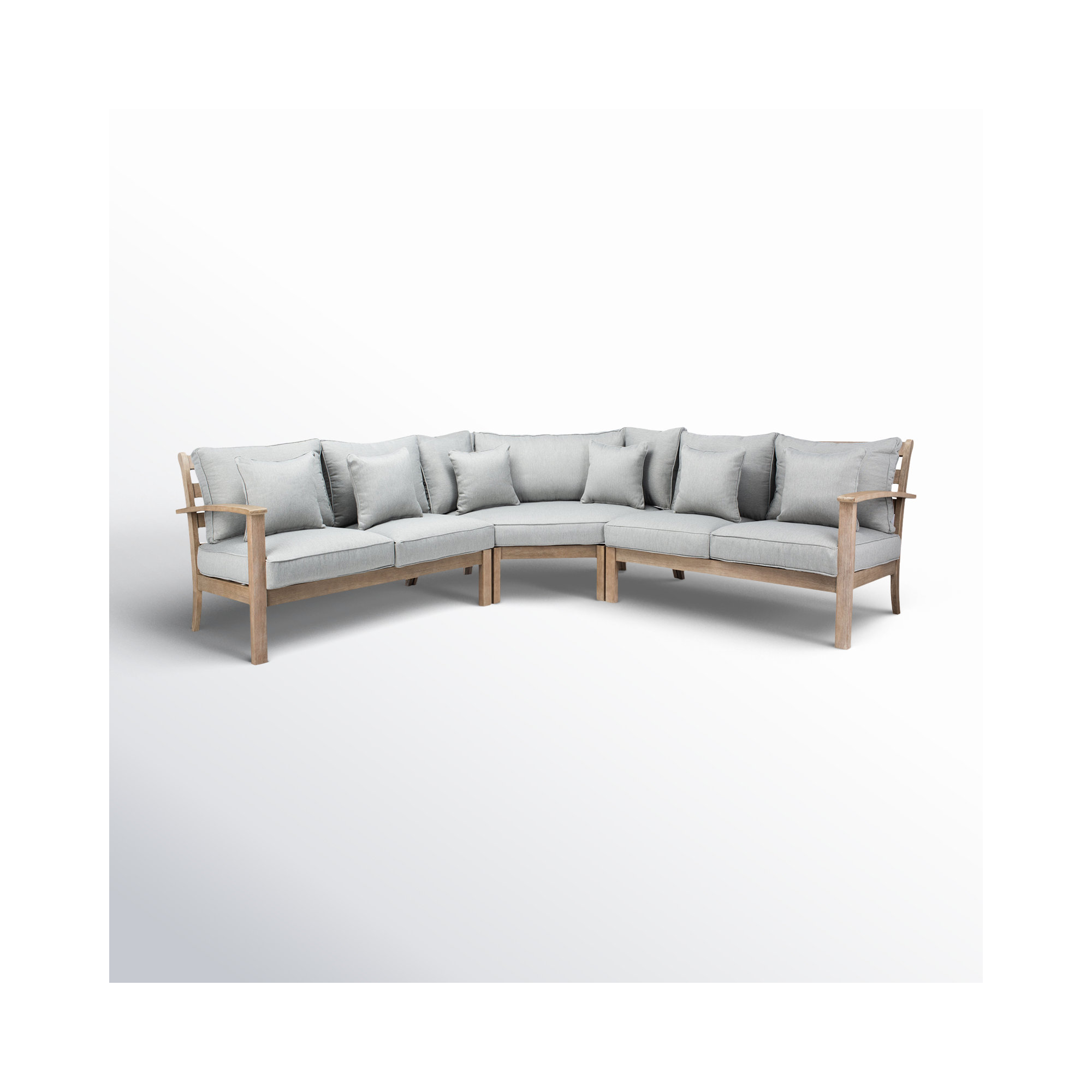 Vergara Outdoor U-Shaped Patio Sectional with Cushions, Light Gray