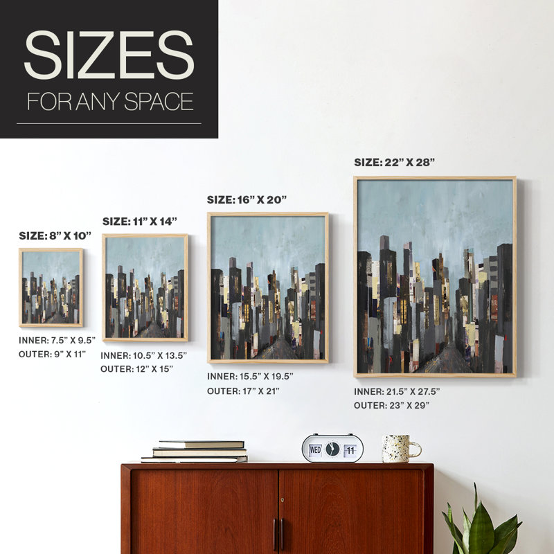 City Beat Framed Print - Solid Wood, Natural, 11" H x 9" W