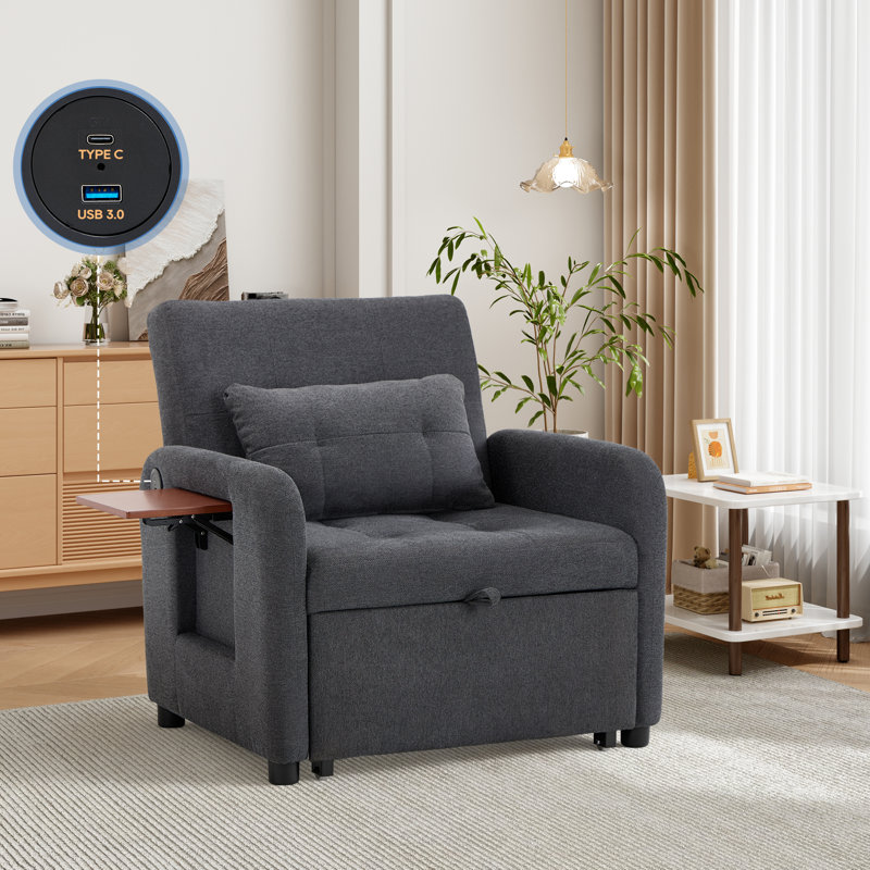 Upholstered Fabric Standard Recliner, Dark Gray