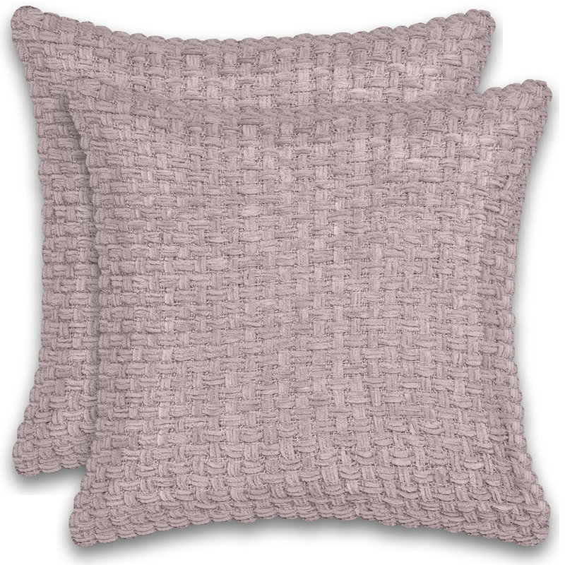 Ensemble de 2 coussins décoratifs en tricot de chenille en tricot de chenille Gracie Oaks (18 x 18), Lilas