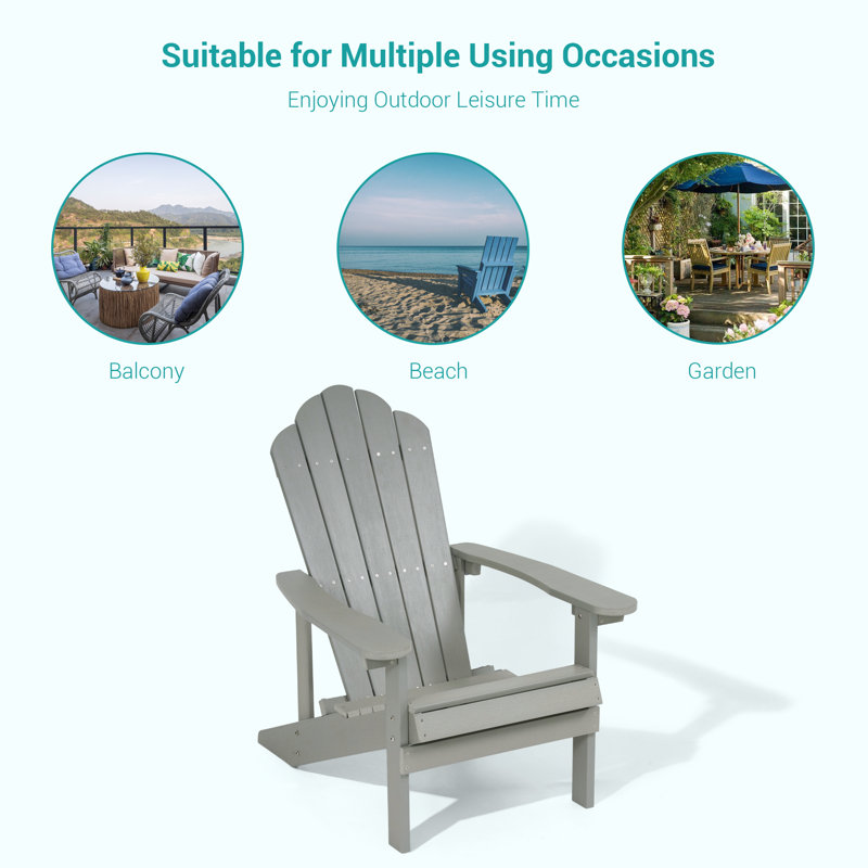 Chaise Adirondack en plastique Harb, Gris clair