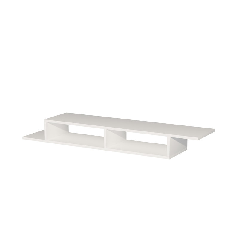 Floating TV Stand With Shelves Linet, White