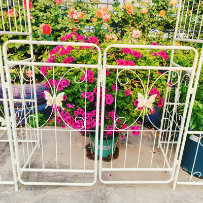 Metal Garden Arch With Gate 79.5'' Wide X 86.6'' High Climbing Plants Support Rose Arch Outdoor