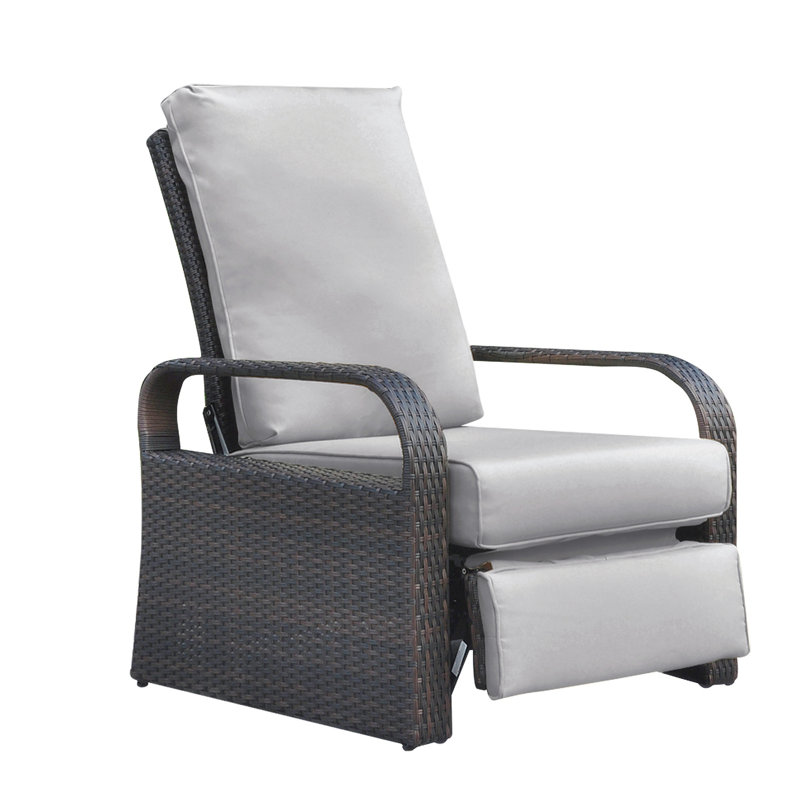 Luecke Outdoor Lounge Chair, Gray, Black