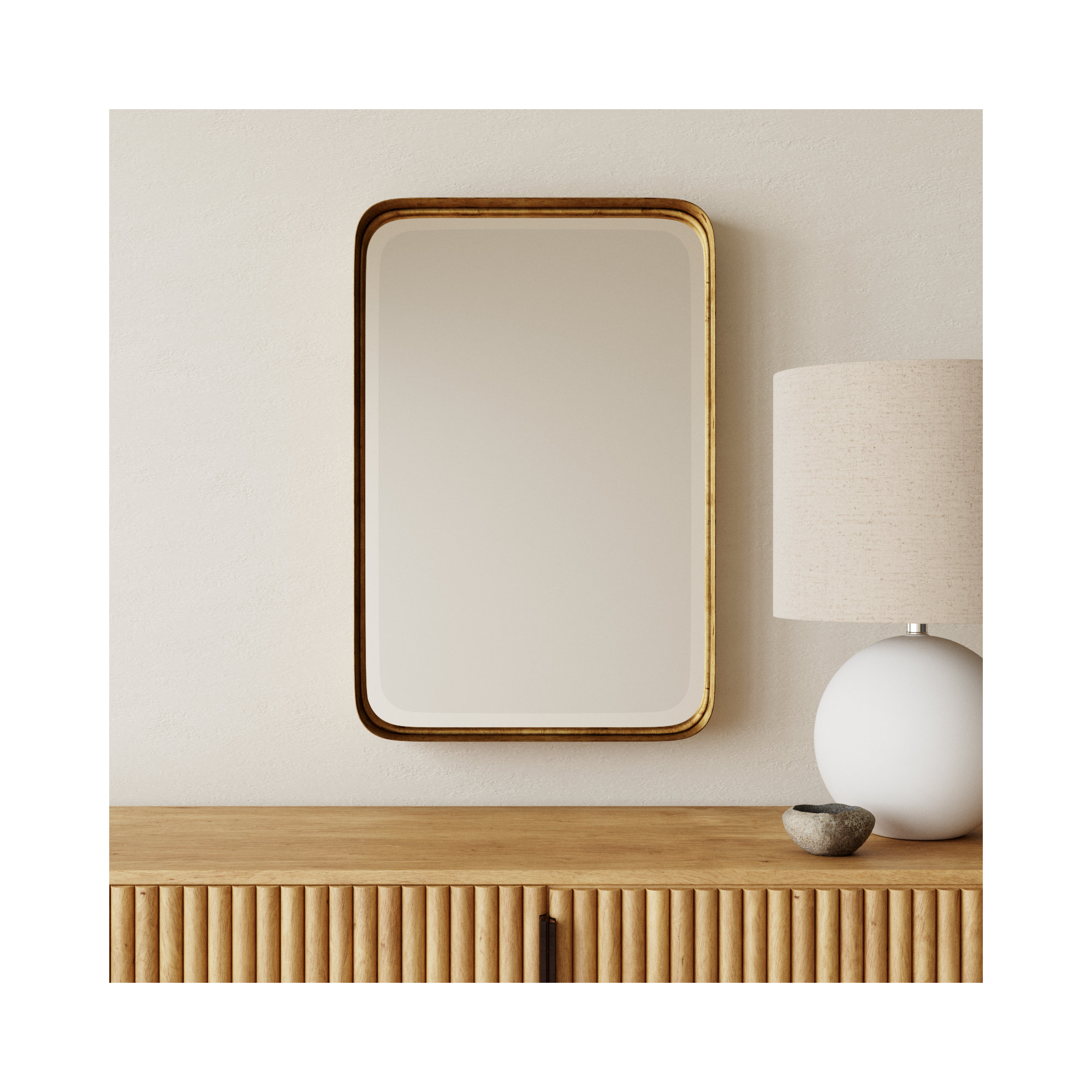 Rylie Metal Rectangle Wall Mirror, Antique Gold,  30.25" H x 20.13"