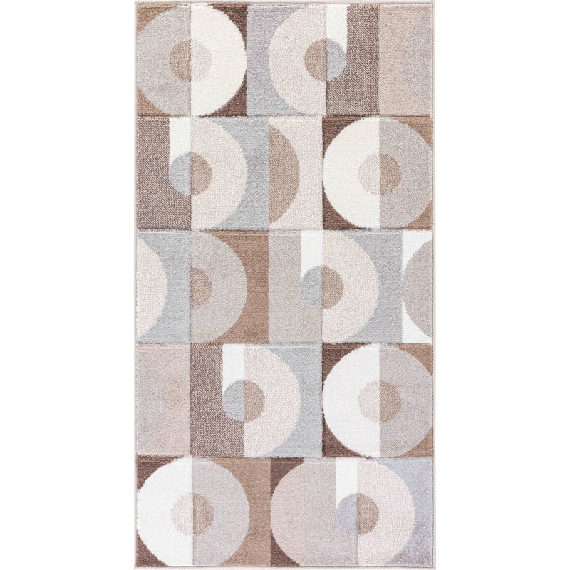 Beige Modern Rug, Geometric Stain Resistant Easy to Clean Rug For Living Room, Dining Room, Bedroom, Rectangle 160 x 213 cm