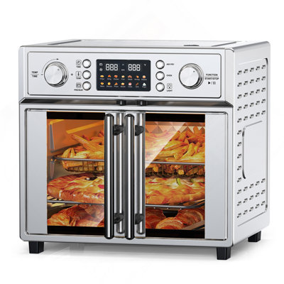 Plumchef 26QT Large Capacity French Double-Door Air Fryer Convection Toaster Oven, 1700W, 14 Preset Menus, 7-In-1 Multi-Function (Bake, Roast, Gril,Toast,Dehydrate&Defrost), Stainless Steel