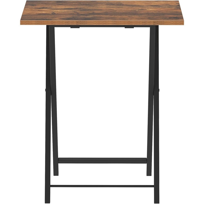 Ensemble de 2 tables d'appoint pliantes pour téléviseur, tables portatives pour petits espaces, tables basses industrielles pour canapé, structure métallique stable, design compact, brun et noir rustiques