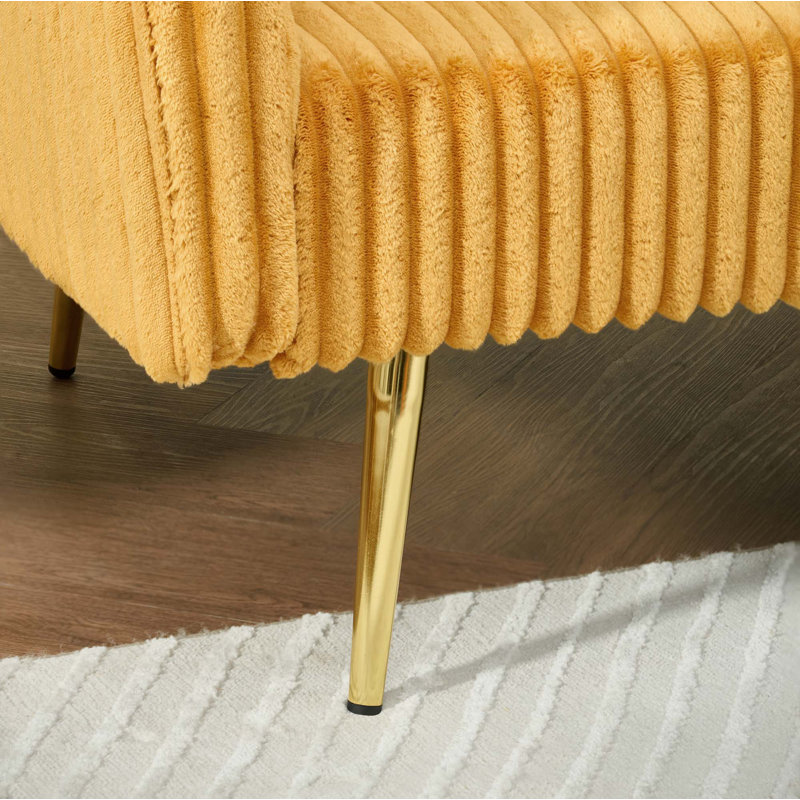 Canapé-lit pliable en velours côtelé 79 po avec accoudoirs rabattables 79 po, Jaune