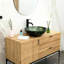 Lavabo de salle de bain vasque en verre trempé artistique avec robinet noir et bonde escamotable, texture marbre vert élégant | Idée de cadeau-122712249