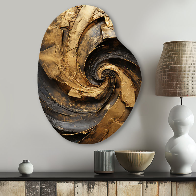 Mansfield - Abstract Spirals Pear Shape Assymterical Metal Wall Art, H 30 po x l 22 po