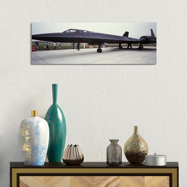 Lockheed SR-71 Blackbird On A Runway by Panoramic Images - Panoramic Gallery-Wrapped Canvas Giclée on Canvas