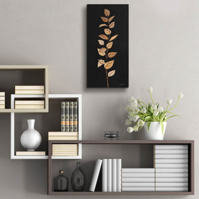  «Farm Branch 2 On Black» par Silvia Vassileva, art mural en verre acrylique, 12 po x 24 po