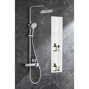 Niche de douche rectangulaire 36 po x 9 po en acier inoxydable de calibre 18 blanc crème