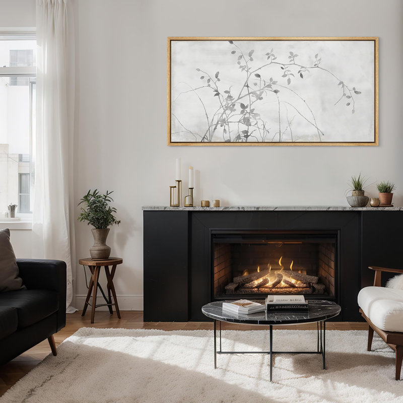 «Elegant Botanical Shadow Silhouettes», reproduction sur toile, H 30 po x l 60 po, Naturel