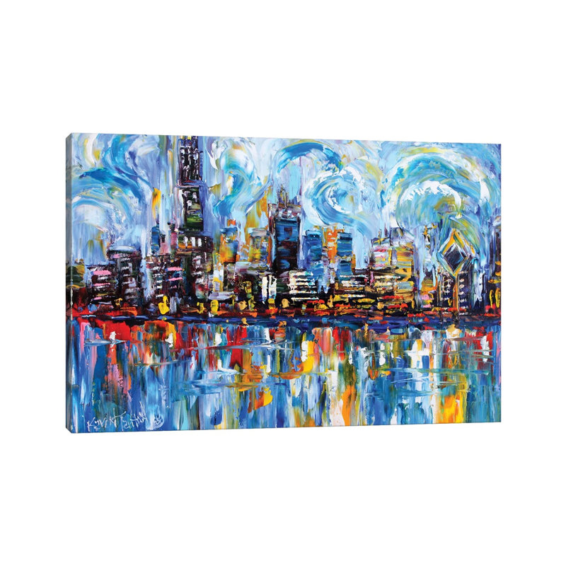 Chicago Skyline by Karen Tarlton - Wrapped Canvas Painting, 20.32 cm H x 30.48 cm W