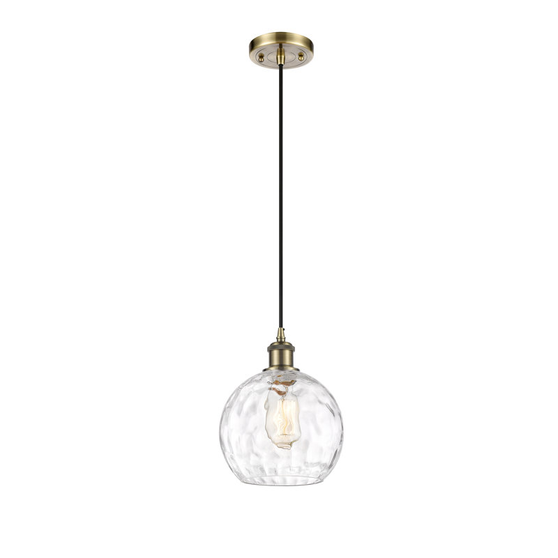 Luminaire suspendu sphère 1 lumière Roxane, Laiton antique, Ampoule non incluse, H 10 po x l 8 po x P 8 po