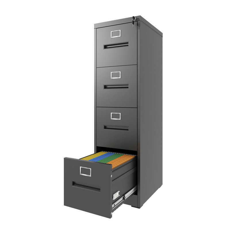 File Cabinet With Lock Metal Vertical File Cabinet Office Home, A4 Legal/Letter Size Narrow File Cabinet Locked,Assembly Required