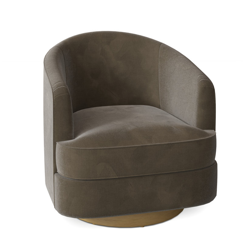 Tipsy Upholstered Swivel Barrel Chair, Platinum (3160 63), Walnut