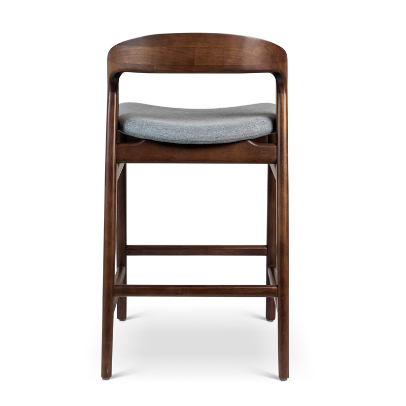 Modern Brazilian Velma Counter Stool, Essence Gray/Ebano Frame, Counter Stool (25.25" Seat Height)