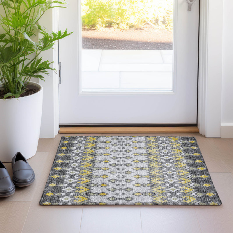 Premium Machine Washable Driessen AMF72 Gray Rug, Rectangle 1'8" x 2'6"