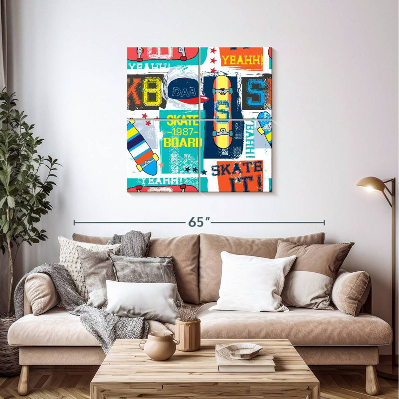 Senne Retro Skateboarding Pattern, 38" H x 38" W