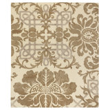 Brocade Floral Area Rug in Beige/Neutral/Gray