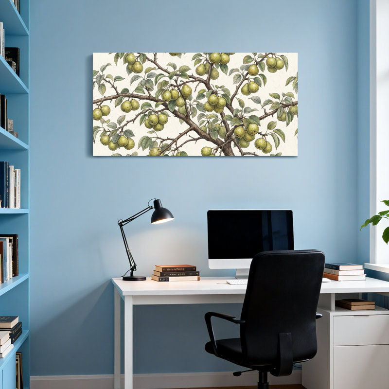 Plantes et fleurs, branche d'arbre avec fruits et feuilles, H 16 po x l 32 po