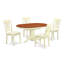 Ensemble de 5 pièces pour 4 pièces comprenant une table de salle à manger ovale avec rallonge papillon et 4 chaises de cuisine en tissu de lin, babeurre 42 po x 60 po-1073887359-1075048305-1075048306
